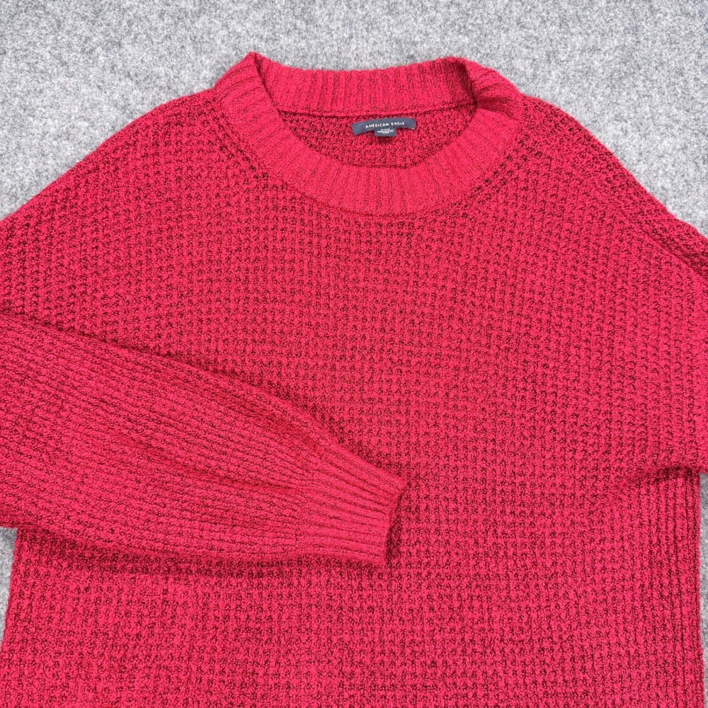 American Eagle Red Waffle Knit Oversized Sweater Small